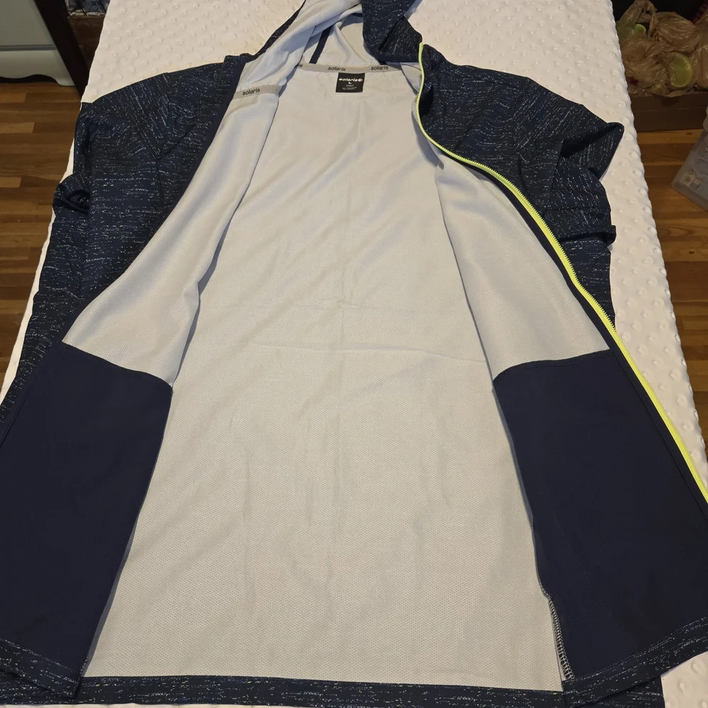 Solaris Mens Large Navy &‎ Yellow Windbreaker Jacket Lined